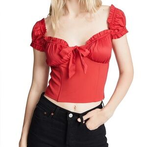 I.AM.GIA Red Naomi Milkmaid Corset Ruffle Top